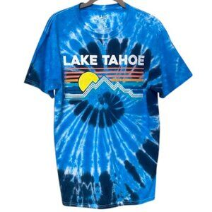 Philcos Lake Tahoe Blue Tie Dye Short Sleeve 100% Cotton T-Shirt Sz M #04
